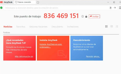Captura de pantalla de la aplicación AnyDesk